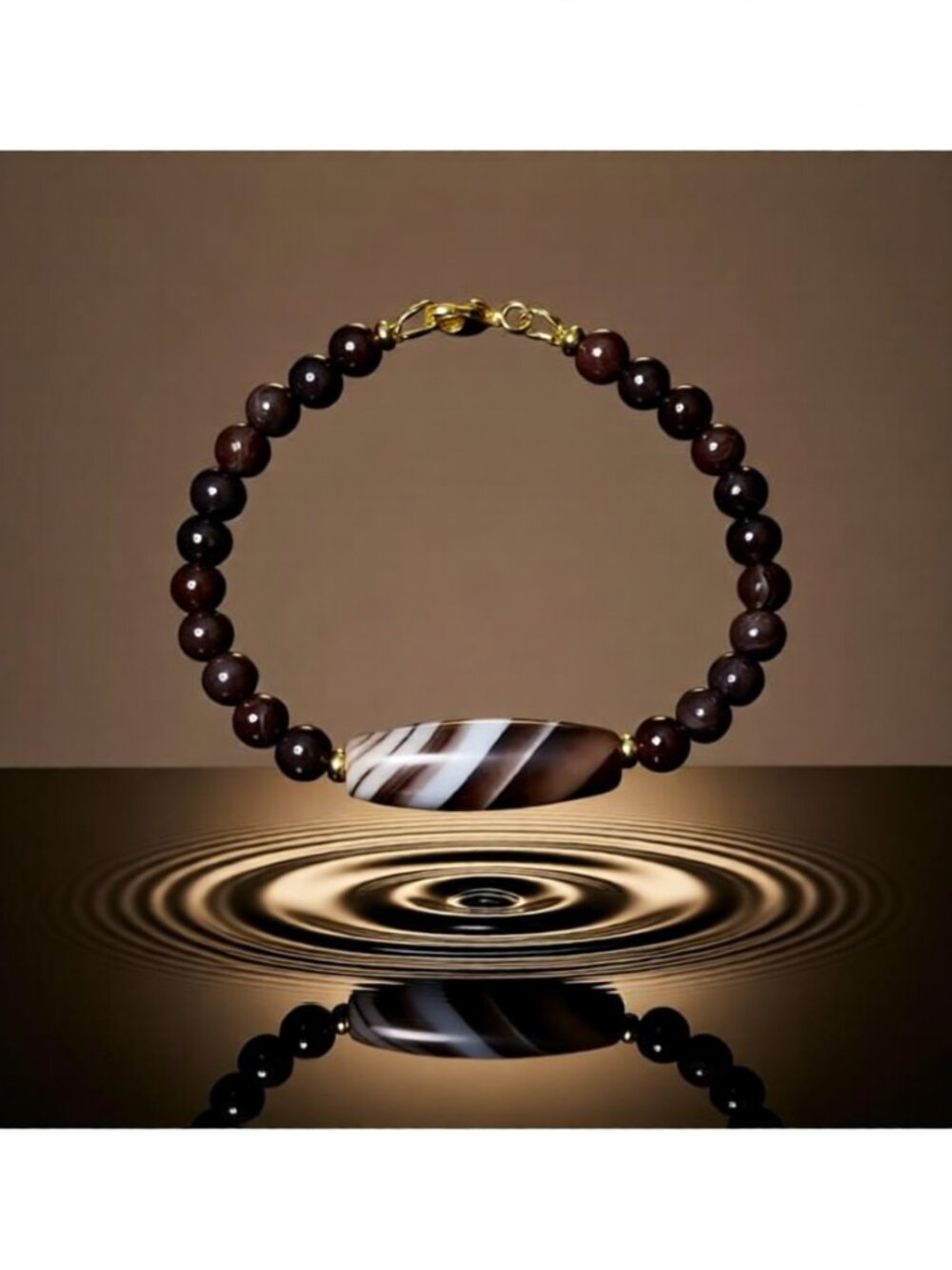 Handmade! Coffee & Cream Agate & Jasper Beaded Bracelet | Simple Classy Elegance